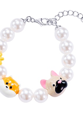 FWISH飞未夕 PAWty系列 狗狗头花花珍珠手链925银女礼物
