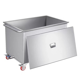 移动式不锈钢方形储物箱储水箱定制工业储水桶手推车浸泡池卤煮桶
