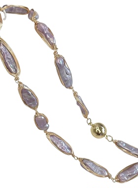 高级法式磁吸扣头紫色浪漫小金球