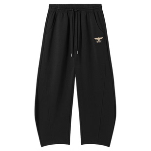 BOYLONDON黑色百搭弯刀裤2026年春季新款男女香蕉运动裤N15005