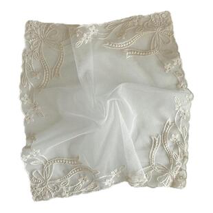 ins风法式蕾丝方巾盖布复古刺绣镂空首饰摆拍道具复古方形托盘垫