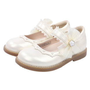 Dr.Kong江博士童鞋2026春季新款女孩公主礼仪鞋宝宝米色女童皮鞋