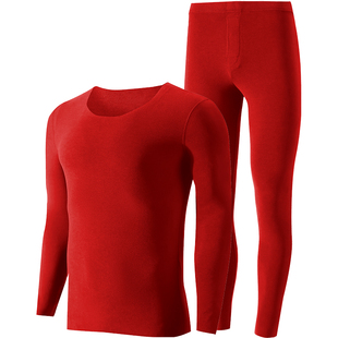 猫人本命年保暖内衣套装女士纯棉红色2026马年结婚秋衣秋裤男秋冬