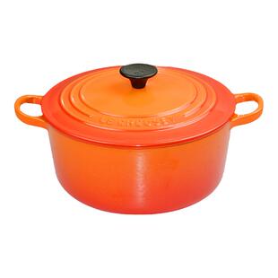 【年货精选】百年酷彩LECREUSET红桔色珐琅铸铁锅海鲜锅深烧焖煮