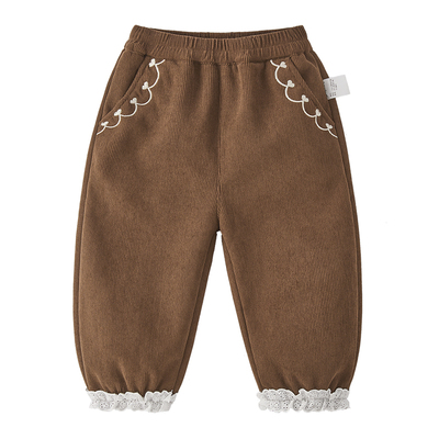 [抗菌蓄热]女童加绒裤子秋冬儿童灯芯绒中小童加厚新款宝宝休闲裤