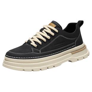 低帮马丁靴男款2026新款春季英伦风复古真皮男士厚底增高工装短靴