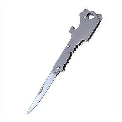 4合一多功能钥匙扣带开瓶器折刀工具EDC小刀随身挂件应急拆快递刀