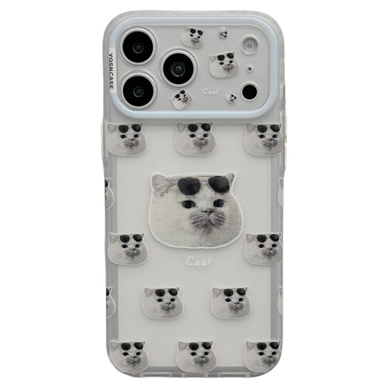 MoreRex ins可爱半透像素墨镜猫咪适用苹果18手机壳iphone17promax新款18pro不撞款15全包防摔保护套14女款16