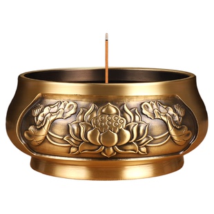 香炉家用供奉上香纯室内全黄铜香炉佛前香火供炉财神观音烧香插香