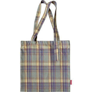 挪威森林/自制TR黄绿格子单肩布包 春夏小清新经典格纹大容量布袋