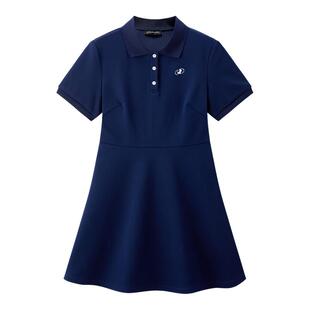 【断码秒杀】太平鸟polo领连衣裙女夏新款针织短款老钱伞裙收腰