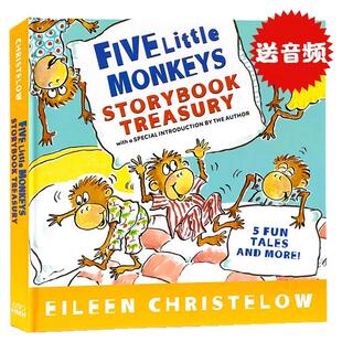英文原版绘本 Five Little Monkeys 五只小猴子5个故事精装合集 廖彩杏书单 jumping on the bed sitting in a tree
