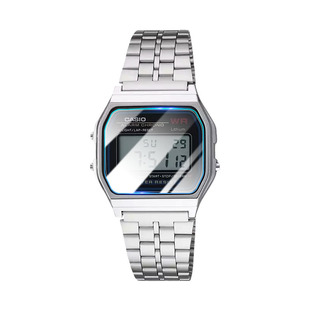 适用卡西欧A159W手表贴膜A158W复古电子表钢化膜全覆盖CASIO经典小方块屏幕保护膜卡西欧W-A168WA镜面防刮贴