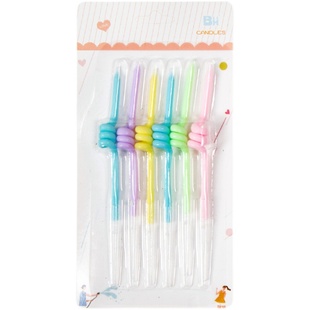 点赞曲线蜡烛弯曲螺旋螺纹清新彩虹蜡烛儿童生日蛋糕派对装饰蜡烛