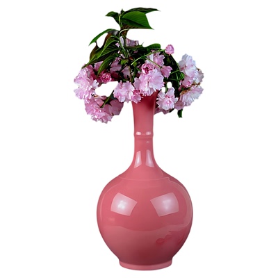 景德镇陶瓷粉色瓷器花瓶新中式