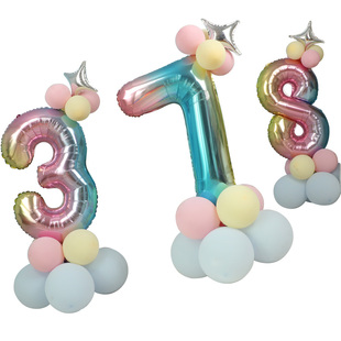 数字气球宝宝一10周岁生日装饰场景布置女孩男生网红ins儿童2岁