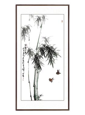 纯手绘入户玄关水墨竹子新中式