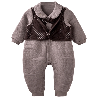 [魔法口袋]aqpa爱帕夹棉婴儿连体衣冬装保暖宝宝衣服哈衣外出服萌