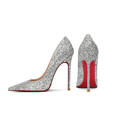 银色高跟鞋细跟结婚鞋