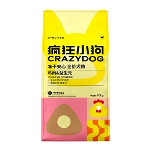 疯狂小狗冻干夹心狗粮10kg鸡肉益生元成犬幼犬全价犬粮小耳朵20斤