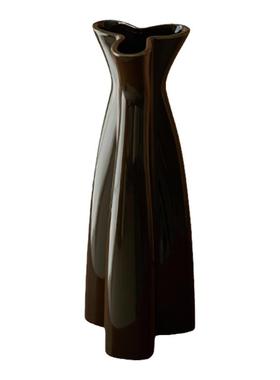 野作三角陶瓷花瓶中古花器桌摆件