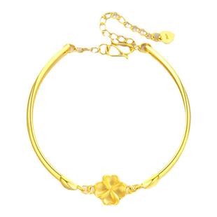 vana足金四叶草黄金手镯女5G黄金手链手饰纯素金生日礼物送女友