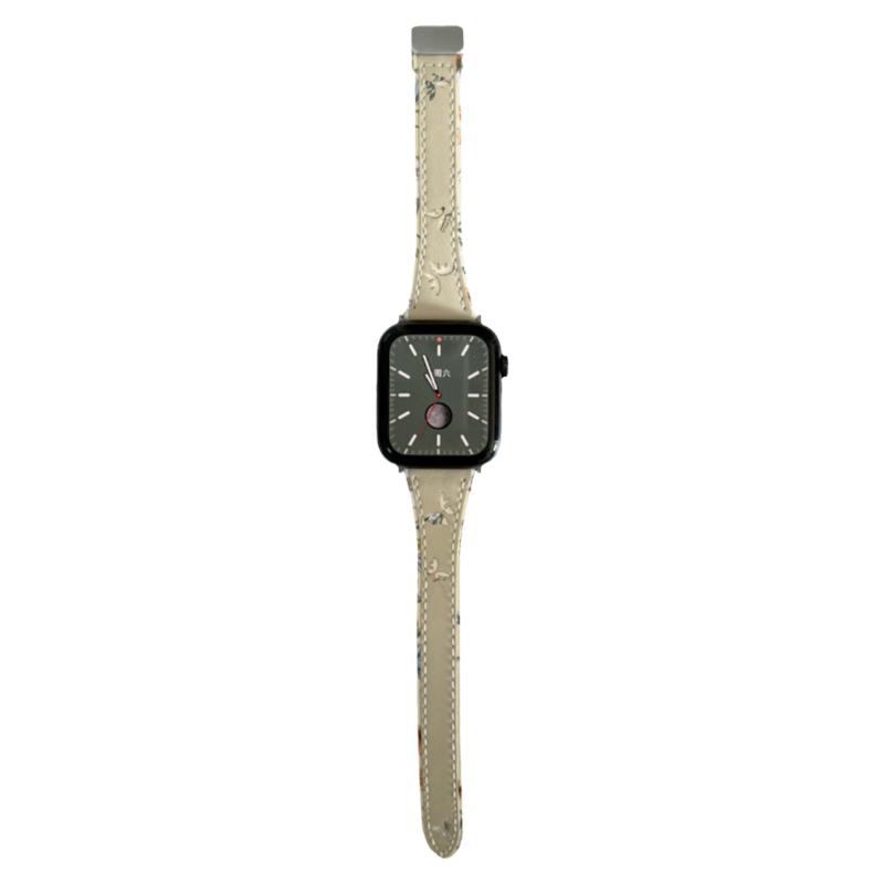 蝴蝶磁吸皮革适用iwatch表带