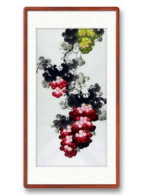 纯手绘国画葡萄餐厅装饰画大厅