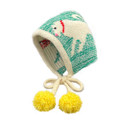 甜美可爱小狗毛球绑带针织帽子女