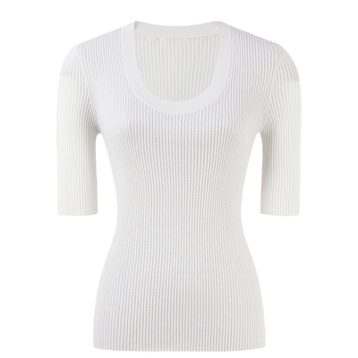 MISSCOCOON【无缝一体】U领绵羊毛百搭修身针织衫miu系春款