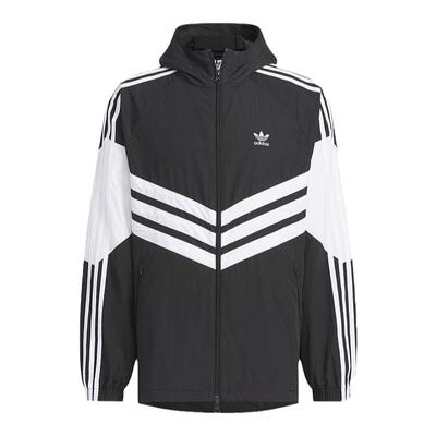 阿迪达斯撞色连帽运动夹克外套
