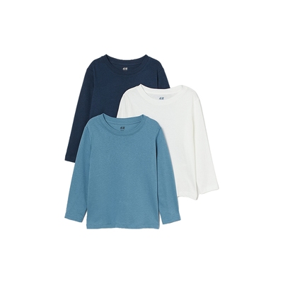 HM童装男童T恤3件装冬季舒适居家上衣小孩衣服长袖打底衫0503569