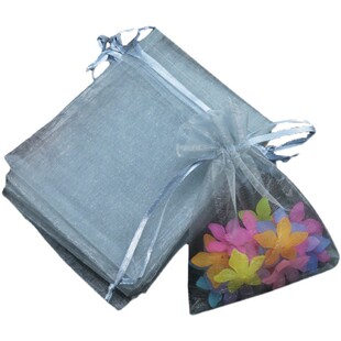 包邮50个灰色珍珠纱袋化妆品试用装网纱礼品束口袋抽绳纱网糖果袋