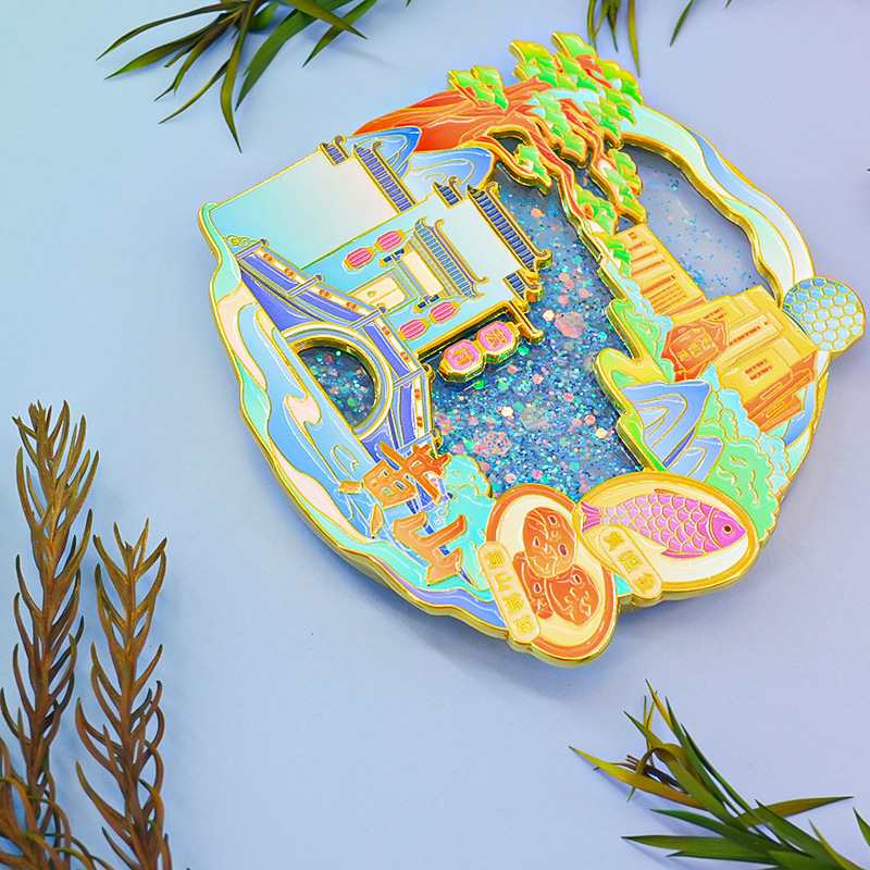 黄山宏村冰箱贴金属安徽创迎客松文手批发伴纪念礼冰箱旅游景点贴