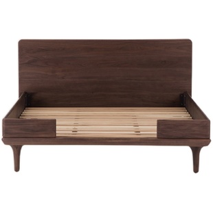 梵几|合围床 实木床黑胡桃木床主卧大床1米8双人床日式风侘寂风