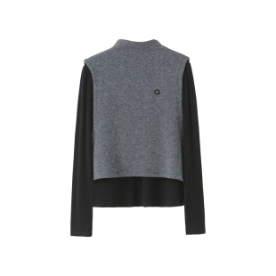 李子木先生2025冬季双面磨毛T恤女高级感叠穿打底上衣马甲两件套