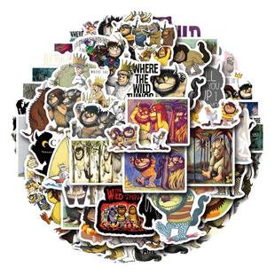55张Where The Wild Things Are野兽出没的地方贴纸装饰笔记本头盔相框画手机壳行李箱水杯电动车DIY防水贴纸