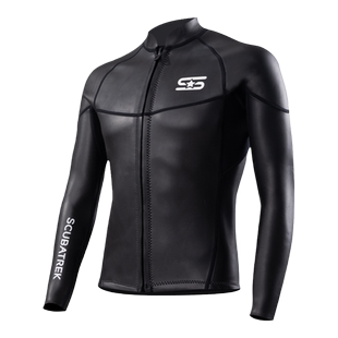 3mm加厚潜水服男款冲浪夹克分体长袖上衣自由浮潜水母服防晒保暖