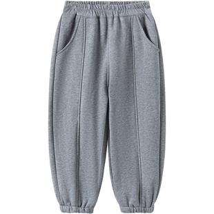 小象汉姆童装男童冬加绒运动裤儿童宽松裤子2025新款跑步登山长裤