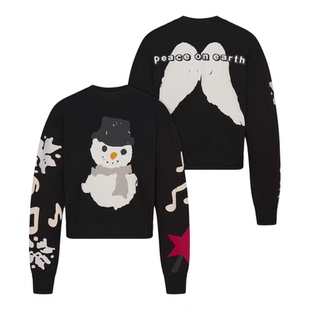 SKIMS卡戴珊 圣诞新款圆领卫衣可爱风小雪人图案宽松休闲上衣