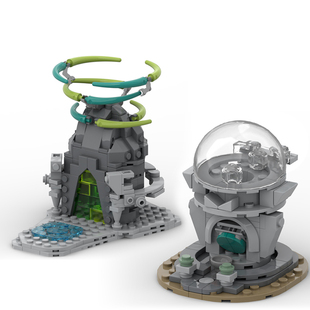 塞尔达传说积木神庙和左纳乌扭蛋机拼搭模型王国之泪周边拼装玩具