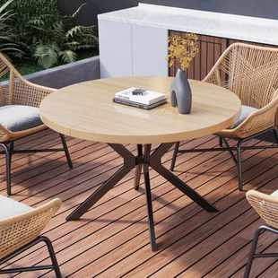 厂家批发定制现代简约圆桌可拉伸餐桌休闲阳台餐桌桌子原木色桌子