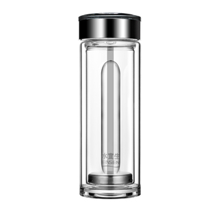 水宜生高档玻璃杯高颜值双层弱碱泡茶杯铂金钻石杯盖水晶杯2025款