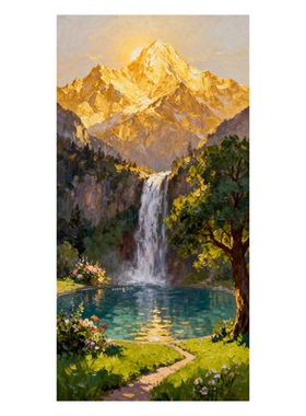 可班艺术纯手绘油画日照金山风景