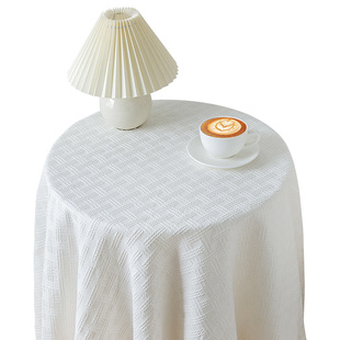 圆桌布咖啡桌茶几简约风餐台布氛围感轻奢高级感纯色法式棉麻桌布