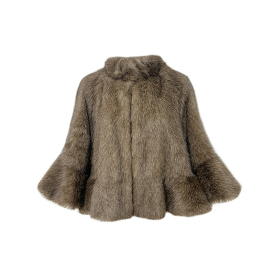 Lazy Didi中古雪貂 定染浪漫斗篷环保仿貂皮草短款加厚设计感外套