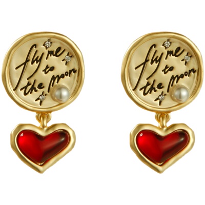 宇宙记号带我去月球镀金圆形耳钉