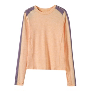 山系时尚户外吸湿速干衣撞色防晒骑行运动修身长袖T恤女登山上衣