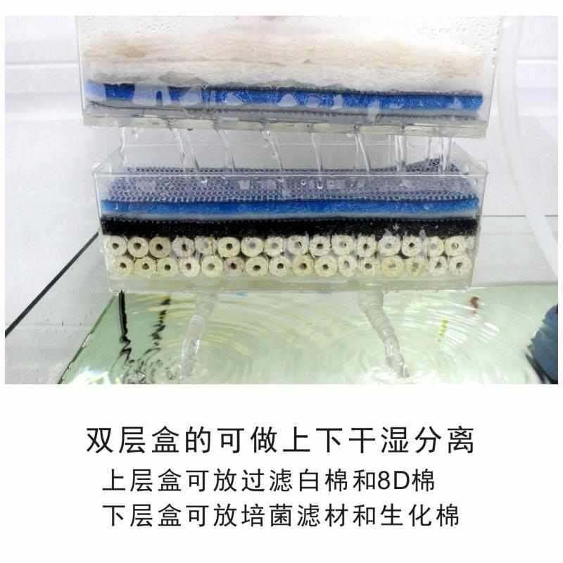 方形鱼缸乌龟箱过滤器干湿分离滴流盒吸便增氧循环水上置挂式滤盒