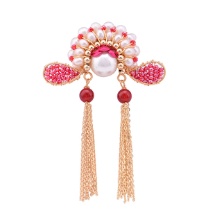 民族风轻奢高档外套胸针女手工定制天然珍珠刀马旦脸谱胸花别针扣